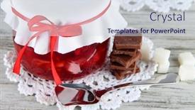  Presentation with table napkin - Slides enhanced with yummy-jam-in-bank background and a sky blue colored foreground