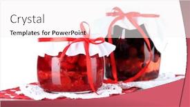  Presentation with napkin - Presentation design enhanced with yummy-jam-in-banks background and a white colored foreground