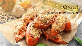  Presentation with sweet potato - Amazing PPT theme having yummy stuffed sweet potato on kitchen table backdrop and a yellow colored foreground