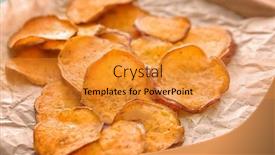  Presentation with sweet potato chips - Amazing slides having yummy sweet potato chips on table backdrop and a gold colored foreground