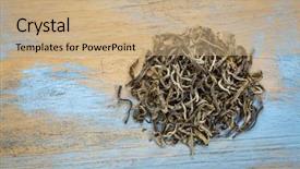  Presentation with loose leaf tea - Beautiful PPT theme featuring yunnan mao feng loose leaf backdrop and a  colored foreground