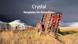  Presentation with mongolian flag - PPT theme featuring mongolian flag - department of the ancient chariot background and a gray colored foreground