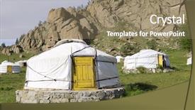  Presentation with mongolia - Presentation theme having mongolian gers in gorkhi-terelji background and a coral colored foreground