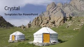  Presentation with mongolia - Beautiful PPT theme featuring mongolian gers in gorkhi-terelji backdrop and a light blue colored foreground