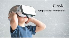  Presentation with virtual reality - Audience pleasing theme consisting of z - portrait of happy kid backdrop and a light gray colored foreground