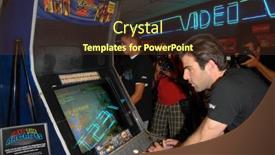  Presentation with arcade game - Cool new PPT theme with zachary-quinto-at-stride-gum backdrop and a tawny brown colored foreground
