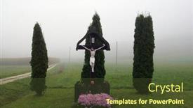  Presentation with crucifix - Colorful PPT theme enhanced with zagorje-croatia-october-05-roadside backdrop and a tawny brown colored foreground