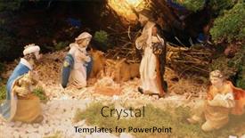  Presentation with christmas jesus - Slide set with zagreb-croatia-december-17-exhibition background and a yellow colored foreground