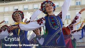  Presentation with folklore - Presentation design enhanced with zagreb-croatia-july-17-members background and a ocean colored foreground