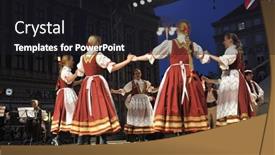  Presentation with folk dance - PPT theme having zagreb-croatia-july-18-members background and a dark gray colored foreground
