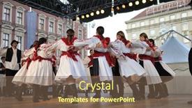  Presentation with folklore - Colorful theme enhanced with zagreb-croatia-july-19-folk backdrop and a violet colored foreground