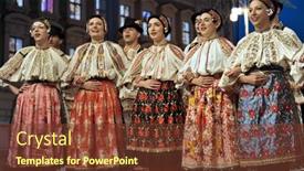  Presentation with folklore - Presentation theme featuring zagreb-croatia-july-19-members background and a tawny brown colored foreground