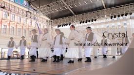  Presentation with folklore - Presentation design consisting of zagreb-croatia-july-19-members background and a mint green colored foreground