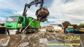  Presentation with garbage truck - PPT layouts enhanced with zagreb-croatia-october-14-2013 background and a coral colored foreground