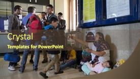  Presentation with immigrants - Amazing presentation design having zagreb-croatia-september-18-2015 backdrop and a tawny brown colored foreground