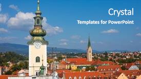  Presentation with croatia zagreb - Presentation design enhanced with church of st mary tower background and a teal colored foreground