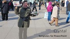  Presentation with solutions - Audience pleasing PPT layouts consisting of zagreb-march-6-newspaper-vendor backdrop and a light gray colored foreground