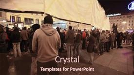  Presentation with movement - Beautiful slide deck featuring happy couple standing by the sea and pointing something at the beach backdrop and a sky blue colored foreground