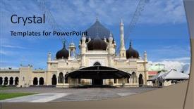  Presentation with malaysia - Presentation consisting of zahir mosque in malaysia background and a teal colored foreground