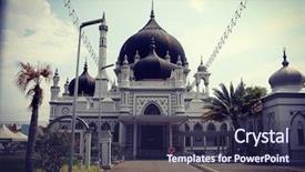  Presentation with mosque - Colorful slide set enhanced with zahir mosque in malaysia backdrop and a wine colored foreground