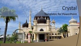 Presentation with mosque - Beautiful presentation theme featuring zahir mosque malaysia backdrop and a light blue colored foreground