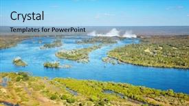  Presentation with bird eye view - Audience pleasing presentation theme consisting of zambezi river and victoria falls backdrop and a light blue colored foreground