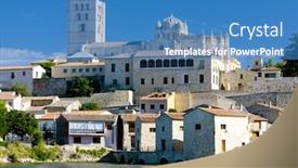  Presentation with spain - Presentation theme featuring zamora-castile-and-leon-spain background and a teal colored foreground