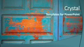  Presentation with street - PPT theme having zamora street balboraz wooden door background and a ocean colored foreground
