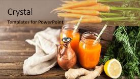  Presentation with juice - Slides featuring zanahoria - fresh organic carrot juice background and a  colored foreground
