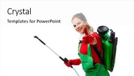  Presentation with pest - Amazing theme having zancudo - female pest control contractor isolated backdrop and a white colored foreground