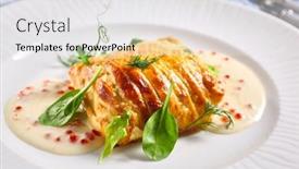  Presentation with food fish - Cool new presentation theme with zander-fish-baked-in-dough backdrop and a white colored foreground