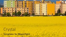  Presentation with czech republic - Slide deck with zatec-town-and-rapeseed-field background and a gold colored foreground
