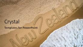  Presentation with new zealand - Presentation theme with zealand written on the beach background and a  colored foreground