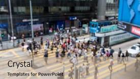  Presentation with black people trying to cross a broken bridge for peace - PPT theme enhanced with zebra crossing - bokeh of people cross background and a mint green colored foreground