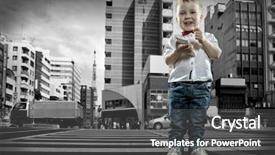  Presentation with trauma child - Slide deck having zebra crossing - child with phone stay background and a dark gray colored foreground