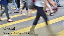  Presentation with pedestrian - Colorful theme enhanced with zebra crossing - crosswalk and pedestrian at street backdrop and a soft green colored foreground