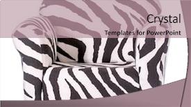  Presentation with 3d printing print concept metallic - Presentation theme having zebra print sofa chair isolated background and a  colored foreground