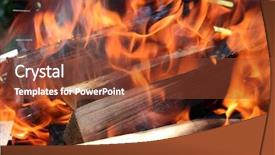  Presentation with dark vintage wood table texture - PPT theme featuring zel - charred wood and bright flames background and a tawny brown colored foreground
