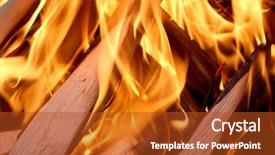 Presentation with dark vintage wood table texture - Amazing PPT theme having zel - charred wood and bright flames backdrop and a crimson colored foreground