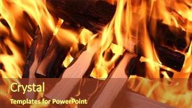  Presentation with flames - Presentation theme having zel - charred wood and bright flames background and a tawny brown colored foreground