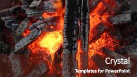  Presentation with dark vintage wood table texture - PPT theme enhanced with zel - charred wood and bright flames background and a tawny brown colored foreground