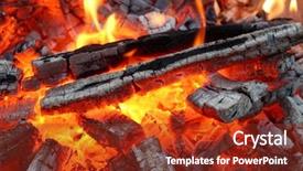  Presentation with dark vintage wood table texture - Beautiful slide set featuring zel - charred wood and bright flames backdrop and a tawny brown colored foreground