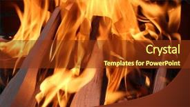  Presentation with dark vintage wood table texture - PPT layouts having zel - charred wood and bright flames background and a tawny brown colored foreground