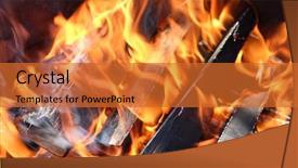  Presentation with dark vintage wood table texture - PPT layouts consisting of zel - charred wood and bright flames background and a  colored foreground