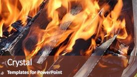  Presentation with dark vintage wood table texture - PPT layouts featuring zel - charred wood and bright flames background and a  colored foreground