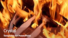  Presentation with dark vintage wood table texture - PPT layouts with zel - charred wood and bright flames background and a  colored foreground