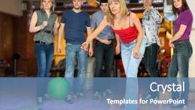  Presentation with bowling - Slide deck consisting of zel - girl throw ball on lane background and a teal colored foreground