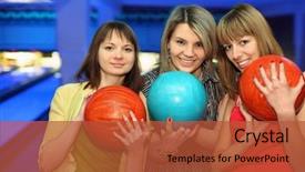  Presentation with stand - Slides with zel - girls closely stand alongside hold background and a red colored foreground