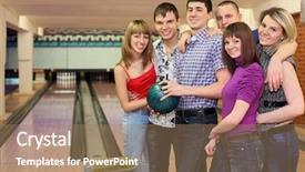  Presentation with smile focus - Cool new PPT theme with zel - one fellow holds ball backdrop and a coral colored foreground