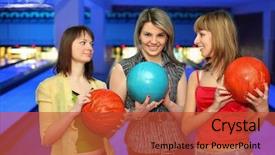  Presentation with infants and balls - Colorful slide deck enhanced with zel - three girlfriends hold balls backdrop and a red colored foreground